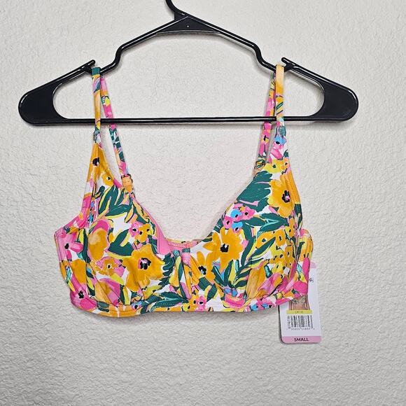 NWT Anne Cole Women's Sunshine Floral Underwire Top Size small V-Wire Bikini Top - Picture 2 of 6